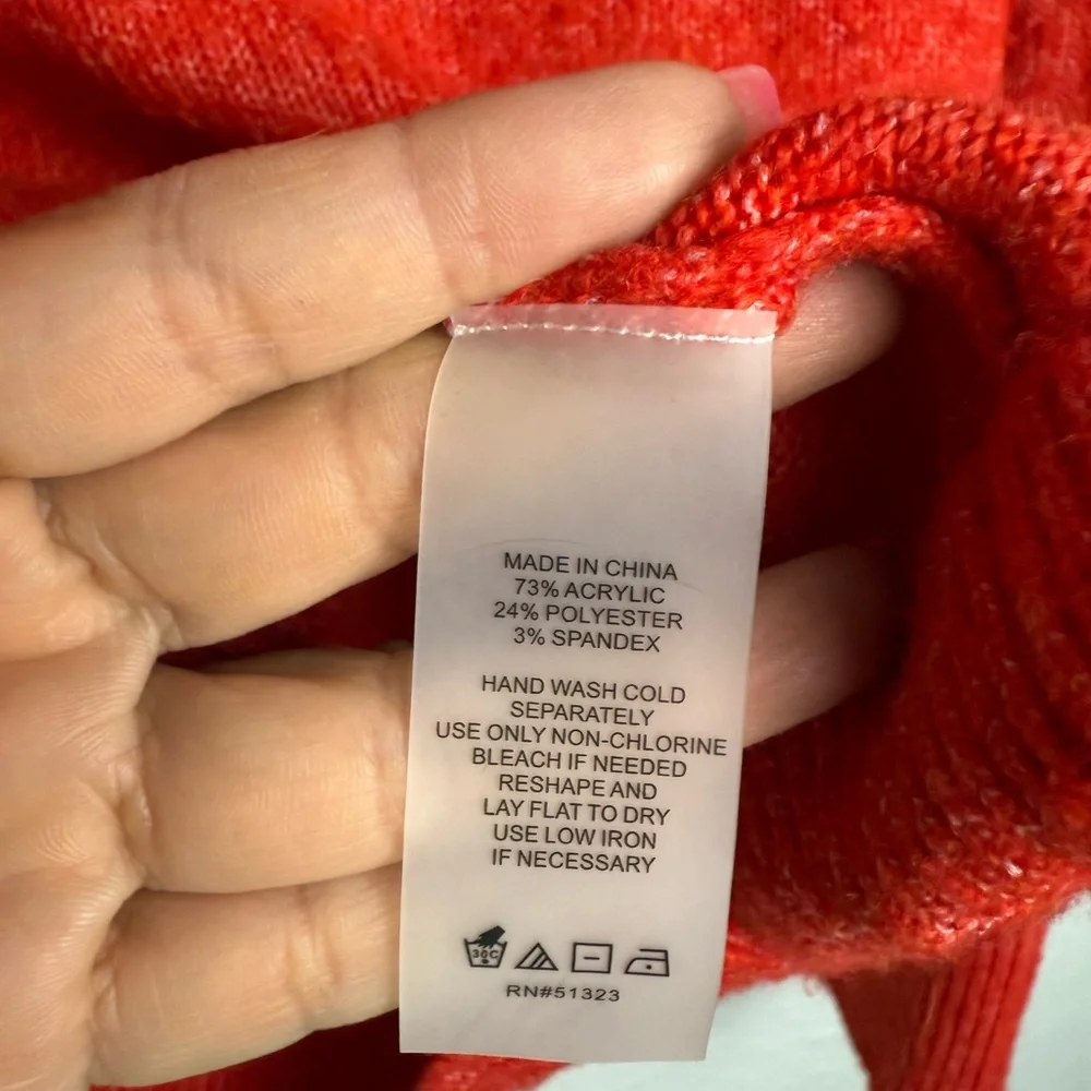 Vince Camuto Vibrant Red/Orange Crew Neck Sweater Size L.